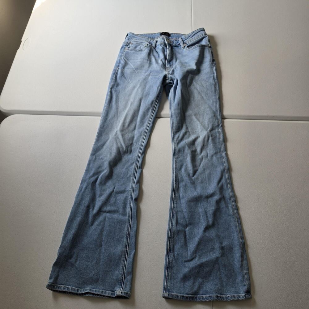Quince Luna Stretch Flare Jeans Womens 28 Frosted Blue Mid Rise Stretch Denim